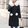 Jocoo Jolee Femmes Coréenne Mince Long Manteau Doux Hiver Fourrure À Capuche Coton Rembourré Veste Plus La Taille 5XL Outwear Casual Pardessus 210518