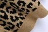 Wiosenne dziewiarskie zwierzę Leopard Cardigan Coffeeving sweter Sweter Retro kobieta V Neck Długi Rękaw Jumper Luźne Knitwear 210429