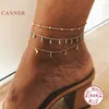 Canner Stars Moon Lightning Anklet Bransoletka 925 Sterling Silver Anklets Dla Kobiet Foot Jewelry Lato Cavigliera Donna