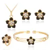 Black Flower Pendant Jewelry Sets Bridal Wedding Smalto Smalto Collana Orecchino Set per le donne Charm Moda Accessori