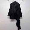 DwoTwinStyle повседневная нерегулярное пиджак для женщин, зарезанный с длинным рукавом Корейское черное пальто женское осень осень мода 211222