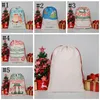 Christmas Gift Bag Large Organic Heavy CanvasBag Santa Sack Drawstring Bags With Reindeers SantaClaus SackBags seashipping