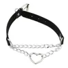 Trendiga sexiga punk gotiska läderhjärta med choker halsband vintage charm runda krage halsband kvinnor smycken gåva j0312