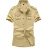 Yaz Saf Pamuk Erkekler Gömlek Boy Erkek Kısa Kollu Eğlence Bluz Askeri Nakış Giyim 6XL HF015