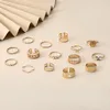 S2625 Fashion Jewelry Knuckle Ring Set Hollow Out Butterfly Geometric Round Stacking Rings Midi Rings Sets 15pcs/set