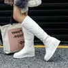 Inverno Quente Joelho De Pelúcia Botas Altas Mulheres Comfy Salto Flat Snow Slip Na Plataforma Mulher Longa Sapatos Preto Rosa Branco 211213