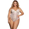 Body Femme Sexy See Though Neon White Black Floral Sheer Plus Size Lace Bodysuit M XL 3XL 5XL Rompers Jumpsuit R80536 210720