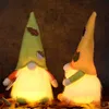 Fournitures de fête Décor d'automne Thanksgiving Gnomes en peluche Poupée sans visage avec des ornements de table lumineuse LED pour le bureau du restaurant XBJK2108