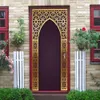 New 2pcs/set 3D Creative Arabic Style Door Stickers Wallpaper Bedroom Living Room Corridor Wall Stickers Home Door Decoration