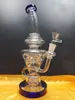 Thick glass oil rigs dab blue recycler smoking water bong with showerhead perc glass pipes oil rig 14.4mm joint zeusart shop