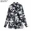 Zevity Women Vintage Animal Pattern Print Smock Blouse Office Ladies Casual Shirts Chic Business Kimono Blusas Tops LS7715 210603