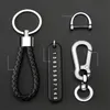 10-stycken/Lot Anti-Lost Car Keychain Telefonnummer Kort Keyring Leather Bradied Phone Number Plate Key Ring Auto Vehicle Key Chain Accessorie