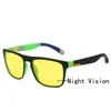 Square Polarized Sunglasses Men Night Vision Glasses Yellow Lens Anti-Glare Driving UV400 Eyewear