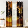 Beautiful Sunset Beach Coconut Tree Curtains Bedroom Living Room Custom Drape Kitchen Window Divider Curtain & Drapes