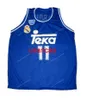 Benutzerdefinierte Retro Arvydas Sabonis #11 Teka Basketball Jersey Madrid genäht blau weiß Größe S-4XL alle Namen und Nummer Trikots