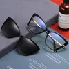 Sonnenbrille zum Aufstecken, polarisiert, für Damen, Retro-Angelbrille, 2-in-1-Magnet-Cat-Eye-Rahmen, TR90-Brille