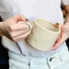 Grande boucle d'oreille tasse Ins tasse à café poignée pincement bleu/blanc céramique s avec points froissement lait 210804