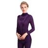 Mode imprimé rayé femmes sous-vêtement thermique ensemble hiver col roulé coton longs Johns femmes thermo vêtements pyjamas 211217