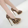 Dress Shoes Women's 2021 Sexy Leopard Print Fish Mouth Women High Heel Suede Water Platform Stiletto Pumps Wedding Bride