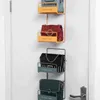 Punch-freies Hängen Tasche Lagerung Rack Regal Eisen Doppel Schichten Handtasche Wand-montiert Halter Home Organizer Regale 211112