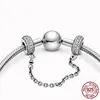 925 Sterling Silver Safety Chain Charms Perles DIY Fit Original Pandora Bracelet Pour Femmes Clip De Fixation Coeur Étoile Bijoux Cadeau