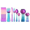 24 Pcs Stainless Steel Cutlery Tableware Rainbow Spoon Set Forks Knives Spoons Kitchen Dinnerware Set Drop 211112