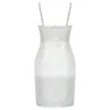 OCSTRADE White Party Dress Spaghetti Bodycon Kobiety Lato Sexy Mini Club Eventning ES Outfits 210527