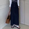 الدنيم تنورة امرأة طويلة جينز سبليت ارتفاع الخصر التنانير إمرأة 2022 المرأة غسلها jupe فام أسود أزرق