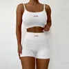 Women's Tracksuits Women Sports Pink Two-piece Running Set Yiciya Summer Female Sleeveless Straps Crop Tops And High Waist Shorts Tracksuit