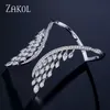 Zakol Mode Luxe Cubique Zircone Grand Angle Ailes En Forme De Manchette Bracelet Bracelet Pour Femmes Fille Fête De Mariage Bijoux FSBP2011 Q0717