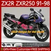 Kit de carrosserie pour Kawasaki Ninja ZXR-250 ZX 2R 2 R R250 ZXR 250 ZXR250 1991 1992 1993 1994 1995 1996 1997 1998 85NO.97 ZX-R250 ZX-2R BLUE RED ZX2R 91 92 93 94 95 96 9798