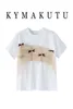 VANOVICH Coreano Estate Design Allentato Top Cucito A Pieghe Maglia Filato Moda Arco Casual T-Shirt a maniche corte Ragazza 210615