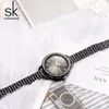 Polshorloges sk sieraden geschenken voor luxe zwarte staal kwarts voor dameshorloge merk Shengke Women Watches Fashion Ladies Clock Relogio Feminino