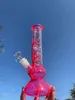 2022 25 cm 10 inch Premium Multi Color Glow in the Dark Pink Hookah Water Pipe Bong Glass Bongs met 18mm Downstam and Bowl