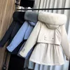 Duże naturalne futro szopowe z kapturem zima płaszcz kobiety 90% biała kaczka w dół kurtka grube ciepłe parki żeńska odzież wierzchnia 211108
