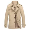 Spring Autumn Smart Casual Business Trench Coat Single Breasted Thin Turn-down Collar Jacket Men Cotton Lightweight Slim 210819