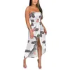 Casual jurken zomer dames strapless bandeau bloemenprint boho long maxi jurk buis zonsondergang sexy mouwloze rugloze s-xl