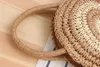 Vacation Beach Hand-Woven round Striped Hand-Carrying Crossbody Dual Use Leisure Straw Bag