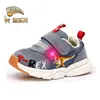 DINOSKULLS Toddlers Kids LED Shoes Baby Trainers Boys Dinosaur Glowing Sneakers Autumn Children's Tennis Breathable Light Shoes 210326