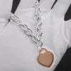 S Sterling Sier for Women Classic Heart-Shaped Pendant Charm Chain Halsband Märke smycken Halsband Q0603