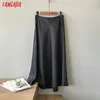 Tangada Kvinnor Solid A-Line Midi Skirt Faldas Mujer Vintage Side Zipper Office Ladies Kirts Hög kvalitet ASF42 210609