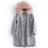Kvinnors Fur Faux Raccoon Rex Collar Winter Coat Real Parka Kvinnor Kläder 2021 B22F92450 YY228