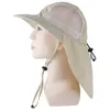 Chapeaux à bords avares Chapeau de soleil d'été Seau imperméable Hommes Femmes Boonie avec rabat de cou Protection UV Grande maille de pêche respirante9943846