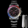 Men's watch diameter 40 mm with upgraded version of a 7750 multi-functional mechanical movement sapphire glass mirror fine steel carbon black watchcase