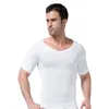 Erkek Vücut Şekillendirme Şekillendirme Tshirt V Yaka Erkekler Sıkıştırma Kısa Kollu Zayıflama Karın Bel Eğitmen T-Shirt Shapewear Tops