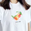 Sommar Fashion T Shirt Fashion Tees 80s Retro Style Peach Italien 1983 T-shirt Gullig estetisk Kortärmad Vit Tee Filmskjorta 210518