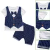 Kore Tipi Çocuk Giysileri Yeni Model Bebek Erkek'in Pamuk İngiliz Tarzı Beyler Yelek Bowtie Kıyafet Seti G1023