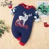 Zafille 0-18m Min första jul Baby Kläder Boys Girls Xmas Deer Printed Babys rompers årets kostym för spädbarn Jumpsuit 211229