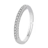 Cluster Rings S925 Sterling Silver Fashion Simulation Zirconia Single Row Diamond Ring Women Simple Inline Open Inline
