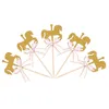 Other Festive & Party Supplies 5pcs Horse Cupcake Topper With Bow Tie Glitter Gold Carousel Wedding Birthday Cake Decoration DIY Handmade De